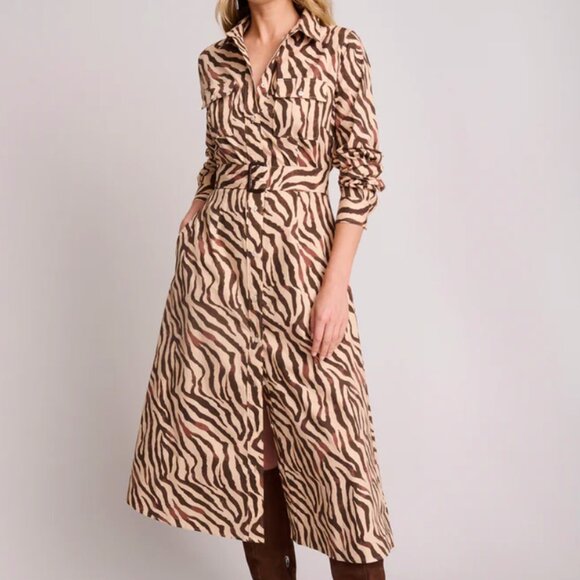 UNTUCKit Stretch Cotton Safari Print Elise Shirt Dress - Picture 1 of 12